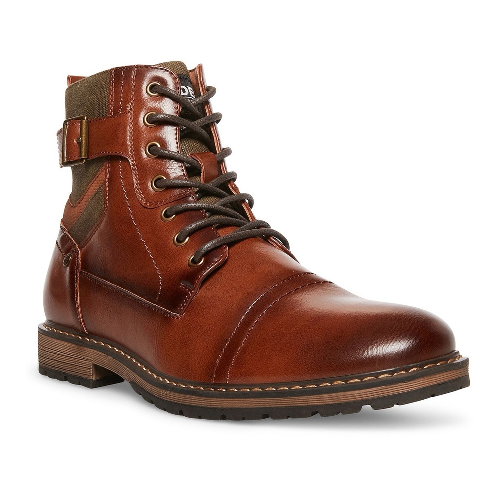 Madden Torint Cognac Leather Lace-Up Boots